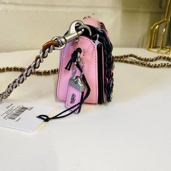 COACH 86832 DINKIER WITH COLORBLOCK COACH LINK IN PETAL/LIGHT ANTIQUE NICKEL - Picture 4 of 9